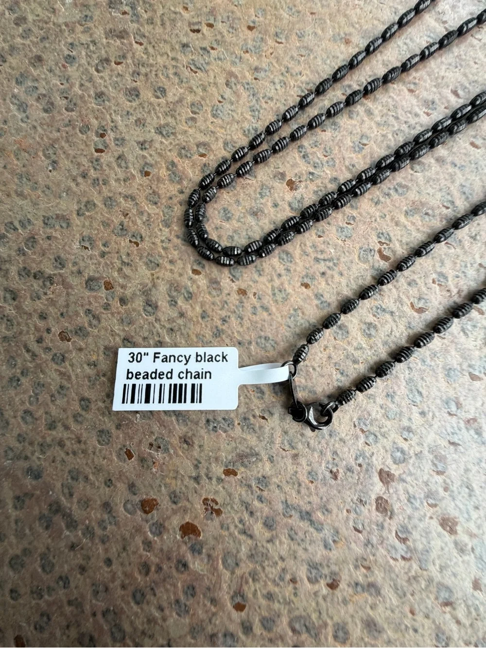 14kt. White Gold Black Rhodiumed Beaded Necklace 30” long